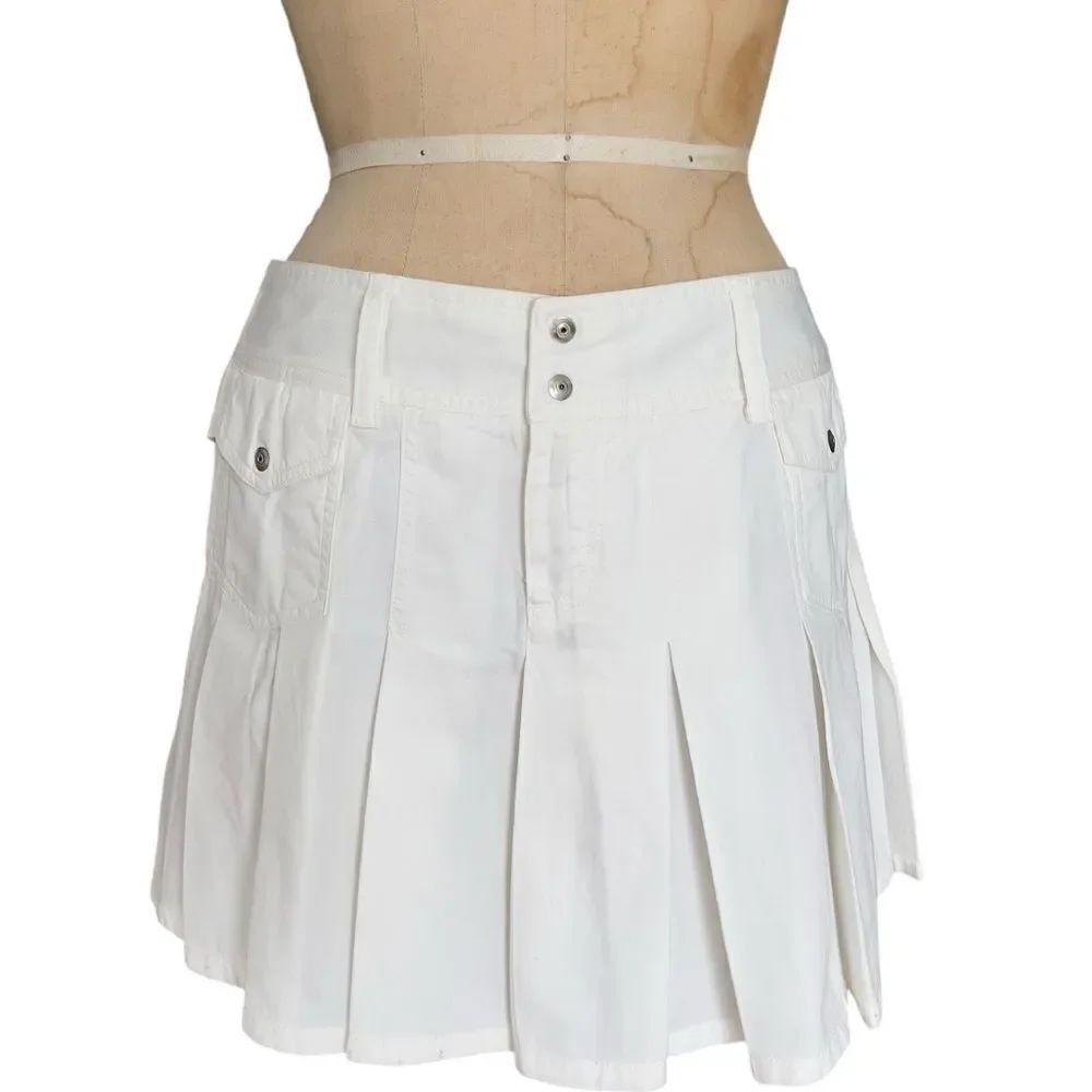 Sisley Y2K White Pleated Mini Skirt Size 42 IT M-US